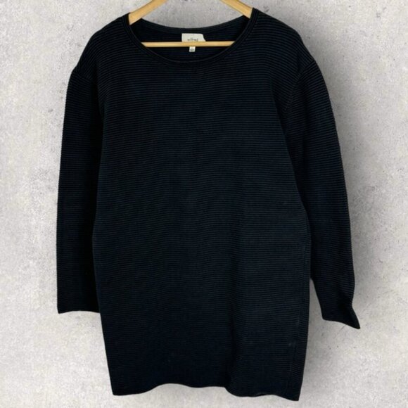Aritzia Wilfred Cashmere Silk Black Ribbed Knit Sweater Dress Size Large Minimal - Picture 3 of 15